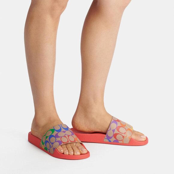 Udele Sport Slide In Rainbow Signature Canvas - Picture 1 of 3